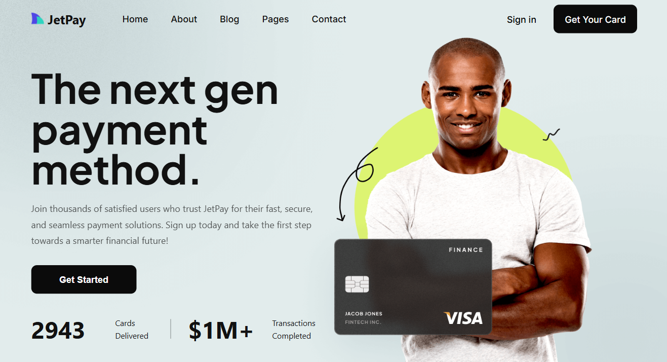Screenshot of JetPay Landing Page